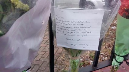 Floral tributes outside GP surgery where Connor Brown worked