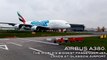 Airbus A380 arrives at Glasgow Airport