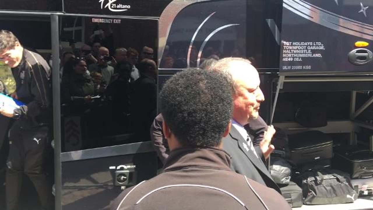 Rafa Benitez arriving at Craven Cottage
