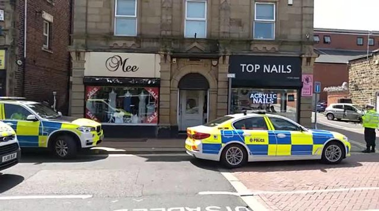 The scene of a crash in Wombwell, Barnsley, which left a 75-year-old man with potentially life-threatening injuries (video: Robert Scott)