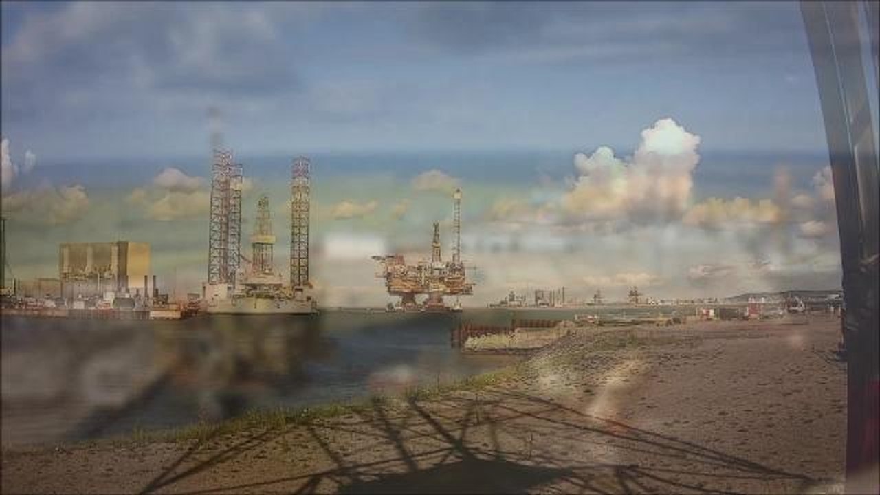 Drone footage shows the Brent Bravo arriving in Hartlepool