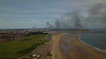 Drone footage of the fire in Wapping Street South Shields