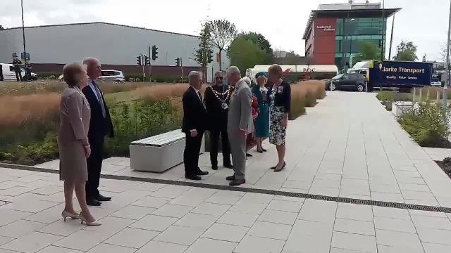 Prince Charles arriving at L3Harris Technologies in Crawley