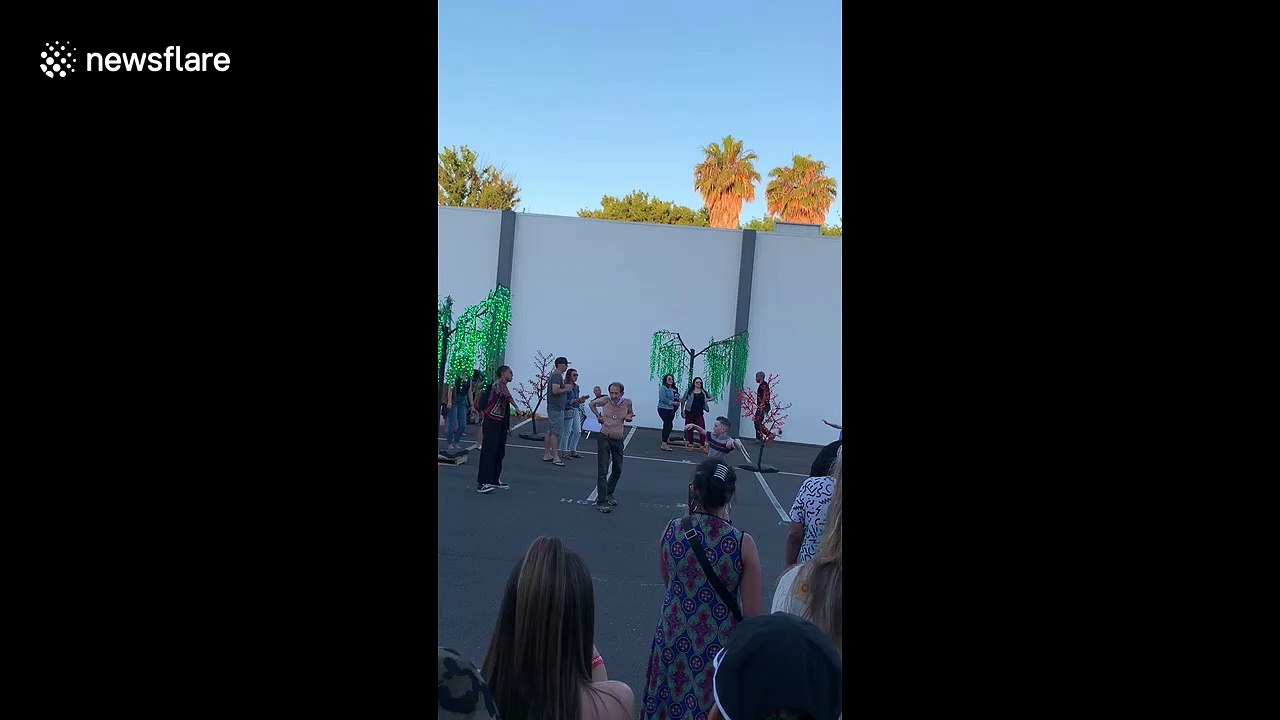 Old dude at the park has got some SERIOUS dance moves