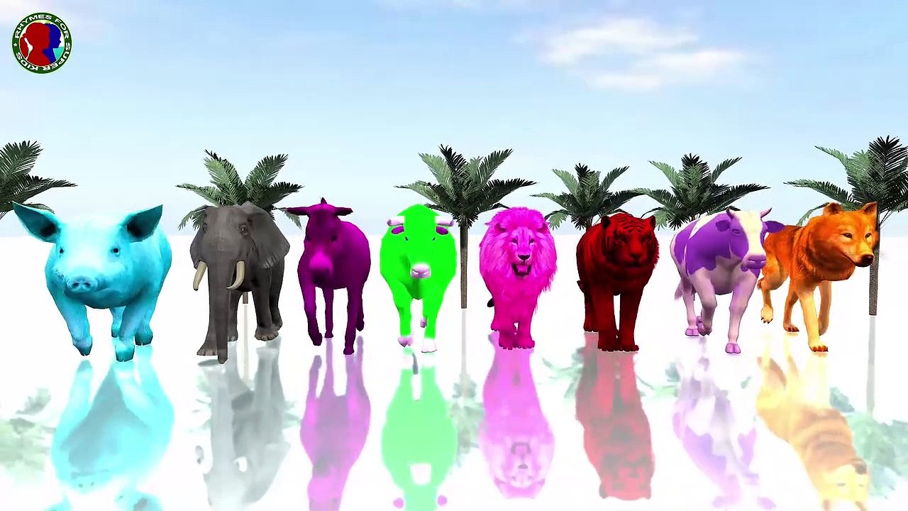 Learn Colors With Animals For Childrens ## || green pink purple blue yellow white black