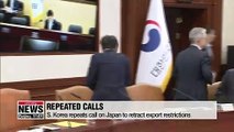 S. Korea repeats calls on Japan to retract export restrictions