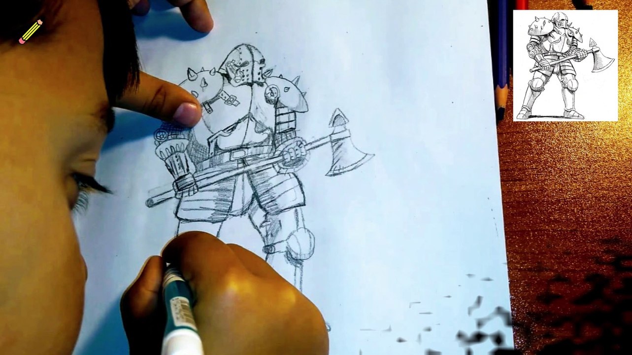 3 heures de dessin d'un Chevalier, garçon de 9 ans
