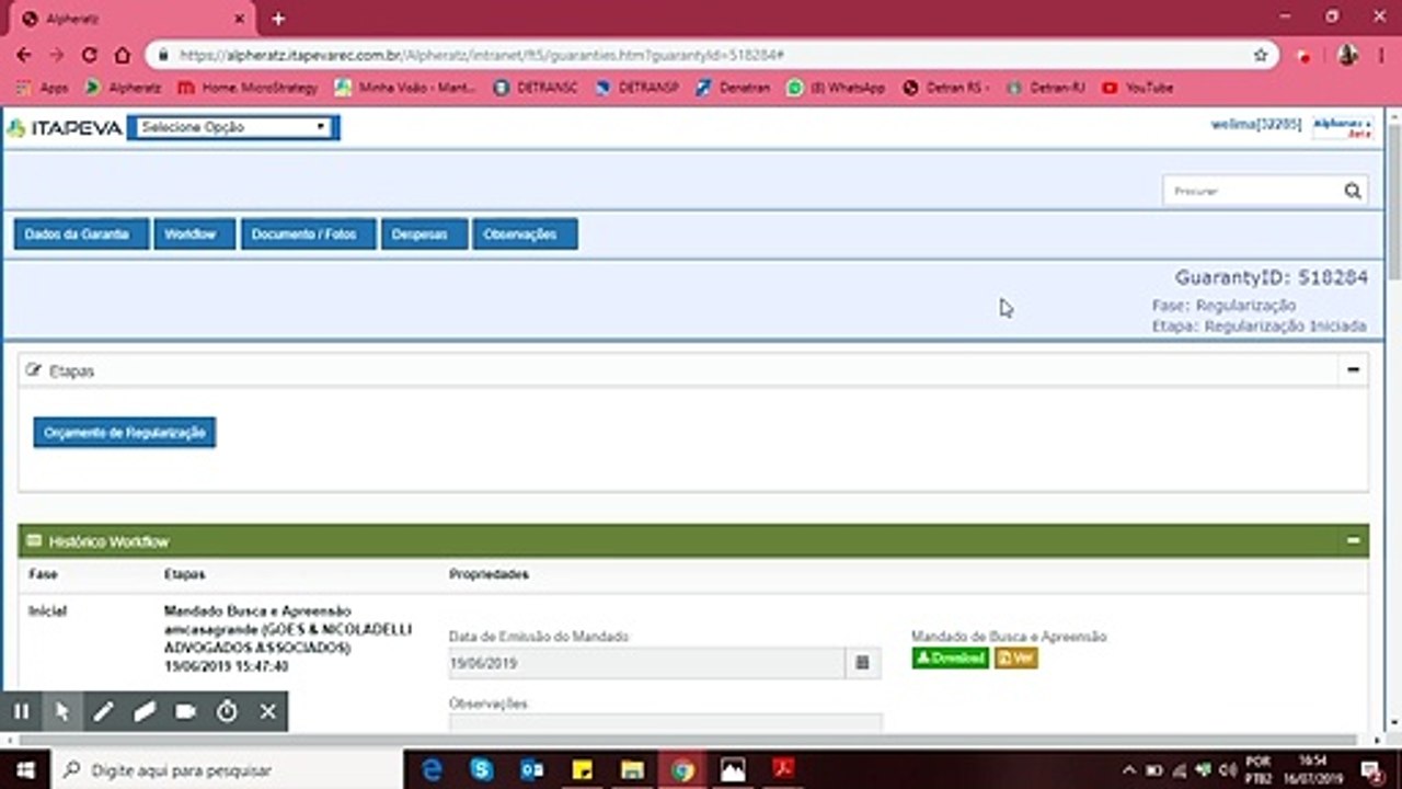 Treinamentos Itapeva - Módulo de Garantias (Workflow - Despachantes)