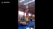 Amazing acrobats in Moscow create impressive human tower