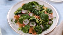 Spinach and Smoked Salmon Salad with Lemon-Dill Dressing