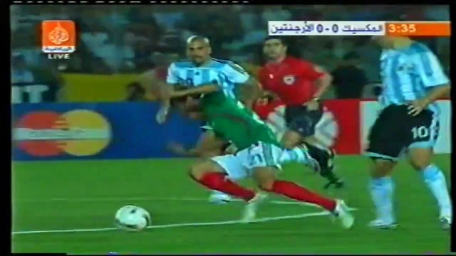 الشوط الاول مباراة الارجنتين و المكسيك 3-0 نصف نهائي كوبا امريكا 2007