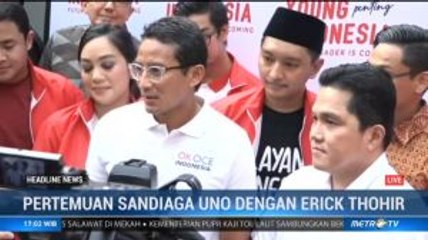 Pertemuan Erick Thohir dan Sandiaga Bahas Peran Milenial Majukan Bangsa