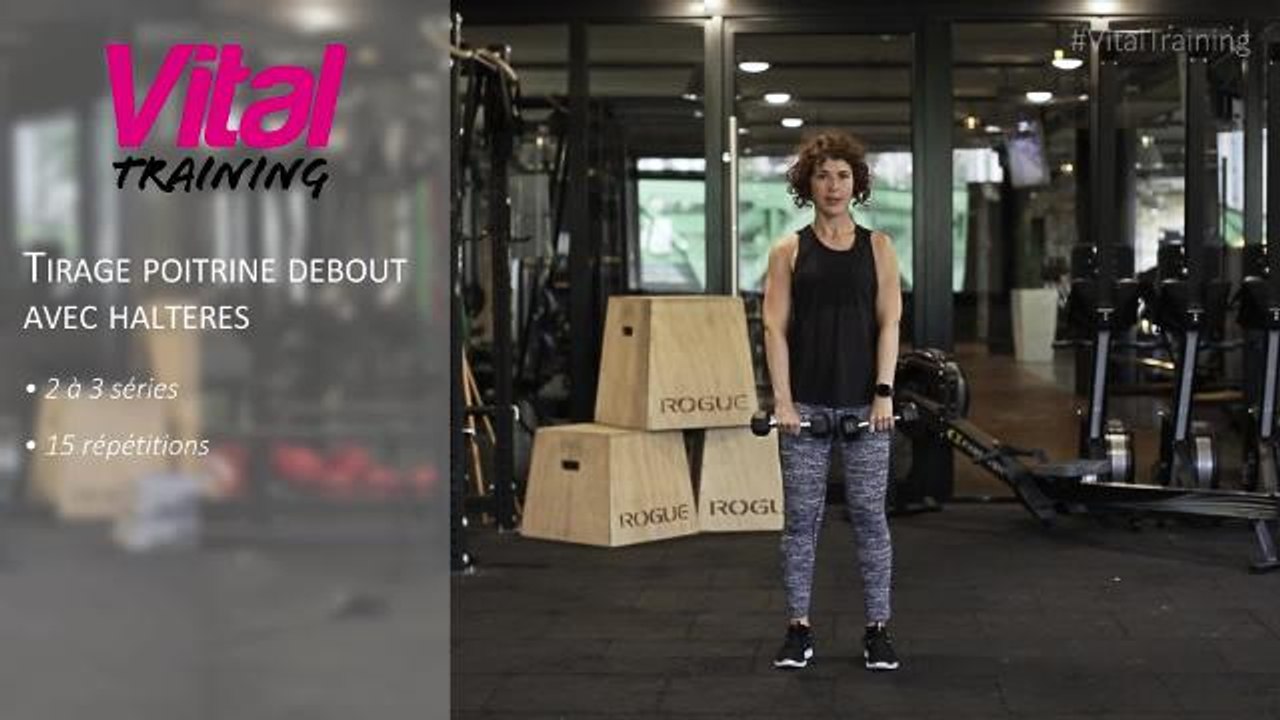 06 - Epaules - 3 - Tirage Poitrine Debout halteres