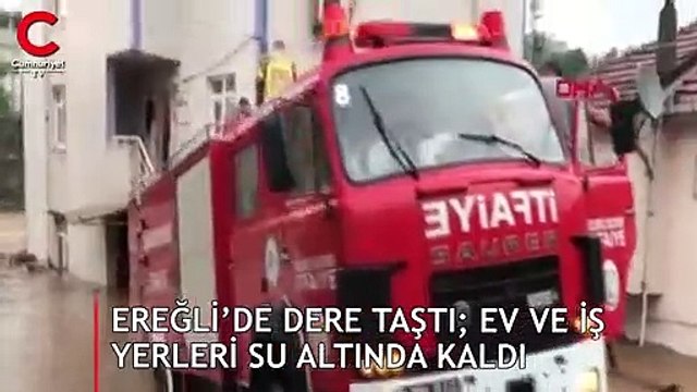 Ereğli’de dere taştı; ev ve iş yerleri su altında kaldı