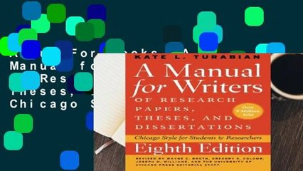 About For Books  A Manual for Writers of Research Papers, Theses, and Dissertations: Chicago Style