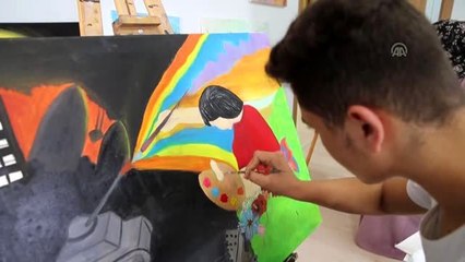 Suriyeli ressam savaşın acılarını yağlı boya resimleriyle anlatıyor - HATAY