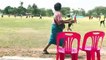 Hilarious moment supportive grandmother gets carried away watching kids' football match in Thailand