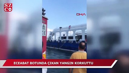 Eceabat feribotunda çıkan yangın korkuttu