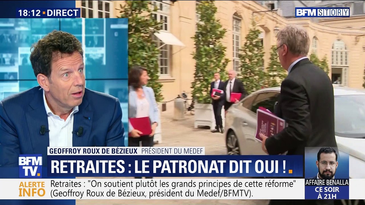 Geoffroy Roux de Bézieux: " Le Medef soutient les grands principes de cette réforme des retraites"