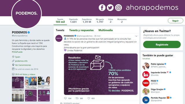 Las bases de Podemos votan por un Gobierno de coalición