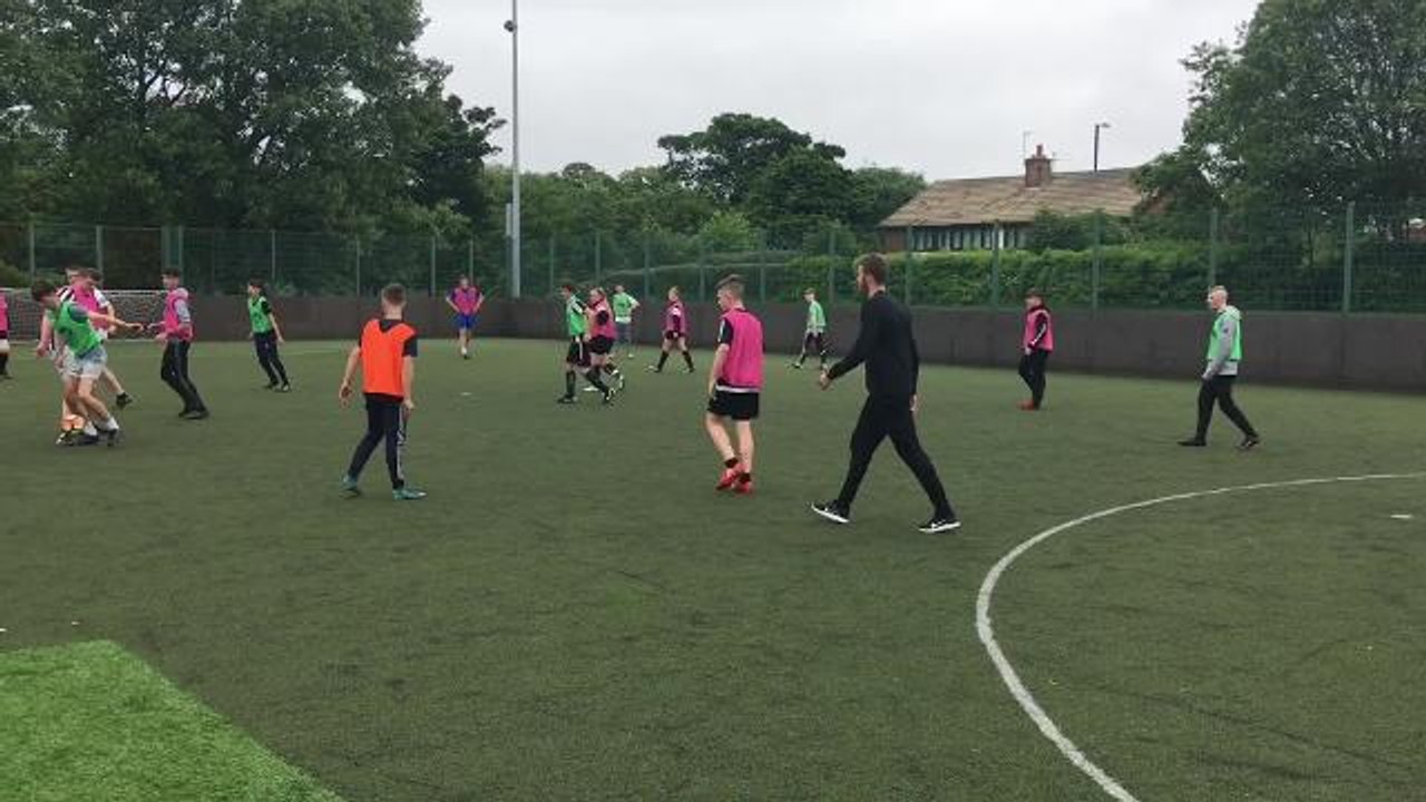 Michael Carrick at the launch of Carrick's Kicks in North Shields
