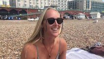 Sunseekers on Brighton beach during the heatwave