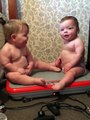 Twins Jiggle on Vibrating Exercise Machine