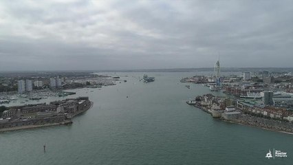 HMS Queen Elizabeth departing Portsmouth