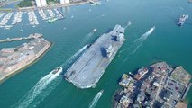 HMS Queen Elizabeth departing Portsmouth