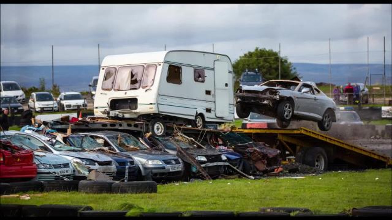 car crashes into caravan at Buxton Raceway