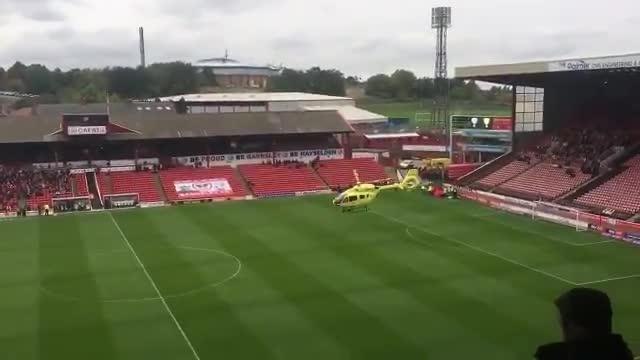 Air ambulance lands after man collapses at Barnsley FC match