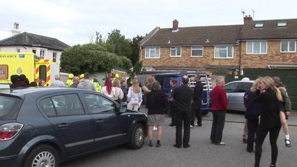 Car on its side in Burgess Hill