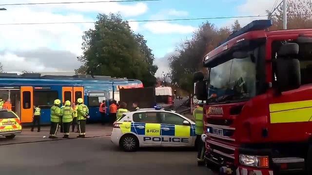Sheffield tram-train crash scene