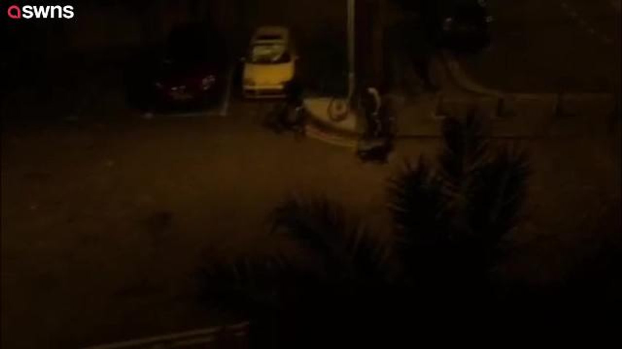 Gang shoot fireworks at each other like a scene from Harry Potter