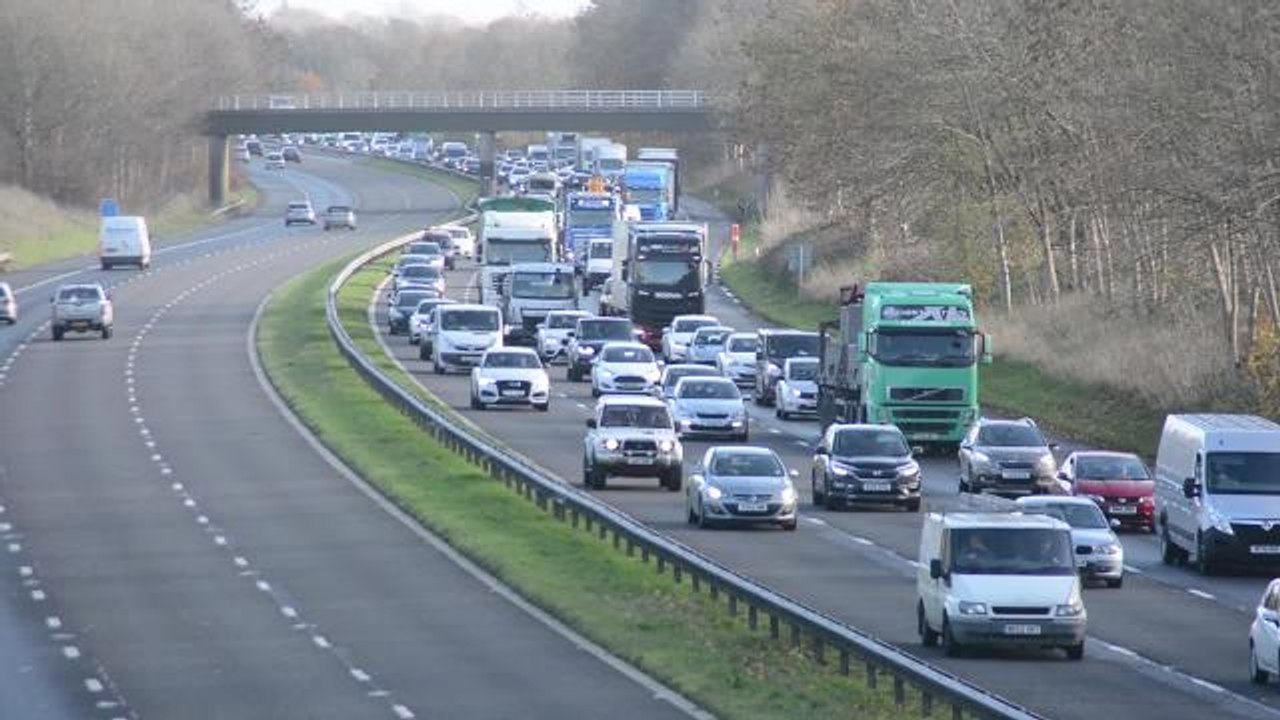 Traffic is queued on the M55 following an incident near junction 3 at Kirkham.