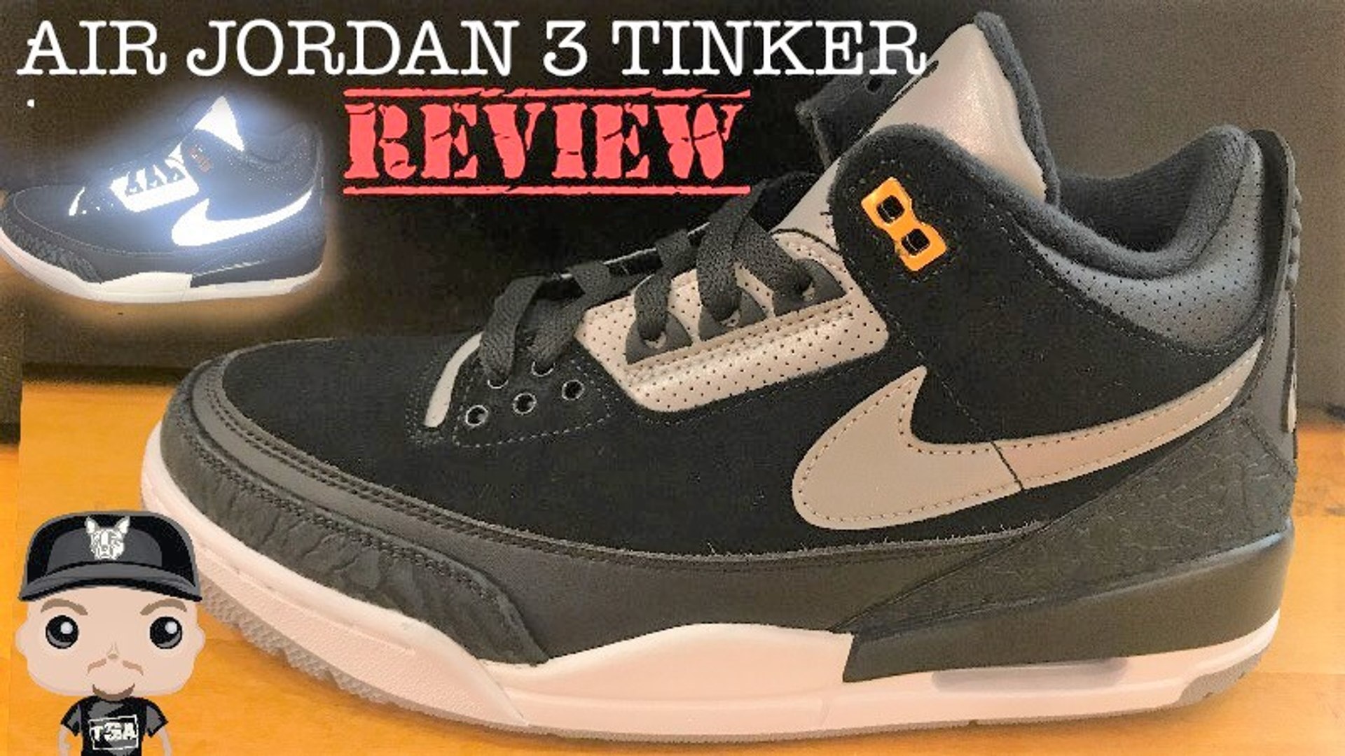 Air Jordan 3 Tinker Black Cement Retro Sneaker Detailed Look With Reflective  Actived Test - video Dailymotion