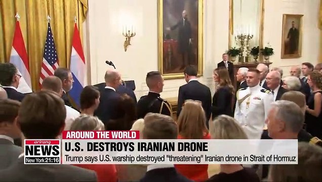 Trump says U.S. warship destroyed threatening Iranian drone in Strait of Hormuz