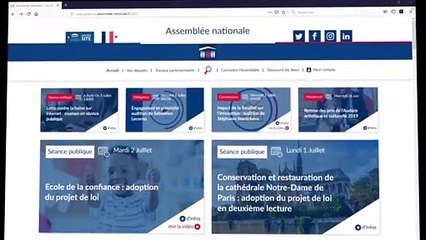 Tutoriel fonctionnalités "mon compte" du site de l'Assemblée nationale pour les internautes - Jeudi 18 juillet 2019