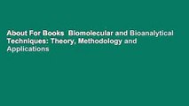 About For Books  Biomolecular and Bioanalytical Techniques: Theory, Methodology and Applications