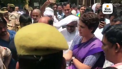 પીડિત પરિવારને મળવા સોનભદ્ર જઈ રહેલા પ્રિયંકાના કાફલાને પોલીસે રોક્યો