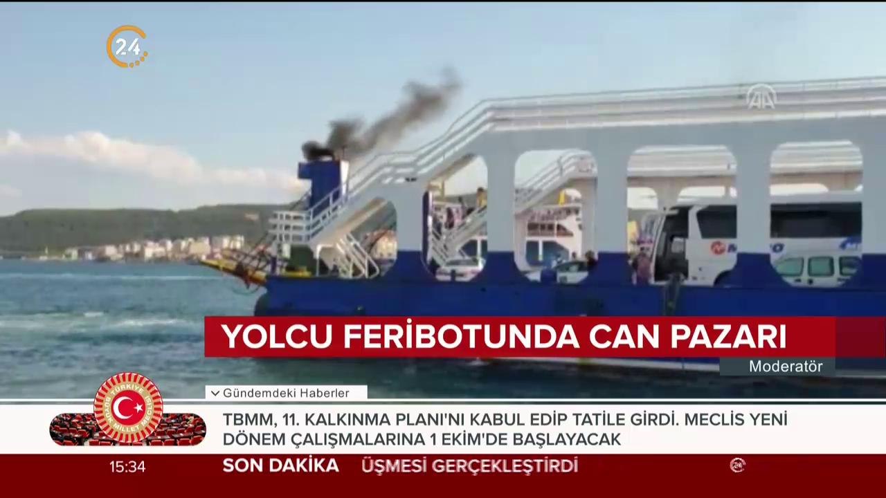Feribotun makine dairesi yandı