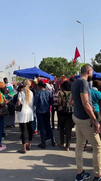 Les fans senegalais et algeriens arrivent au stade