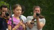Greta Thunberg junto a los jóvenes berlineses en una acción contra el cambio climático