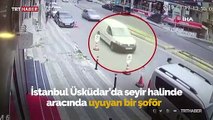 Uyuyan sürücünün teğet geçtiği yaya ölümden kıl payı kurtuldu