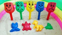 Learn colors with sand molds on Playground / Play with Shovels toys