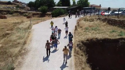 Dara Antik Kenti'nde açık galeri mezarlar havadan görüntülendi