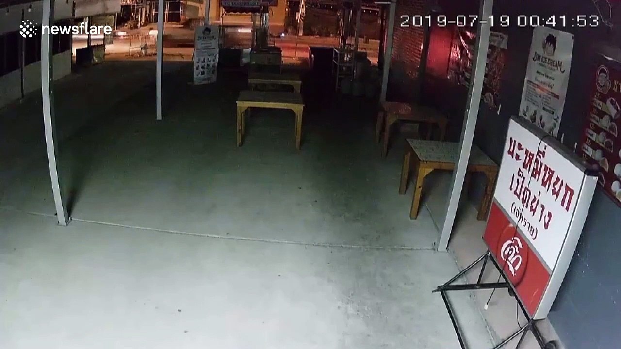 The shocking moment a motorbike crashes into a cyclist in hit-and-run