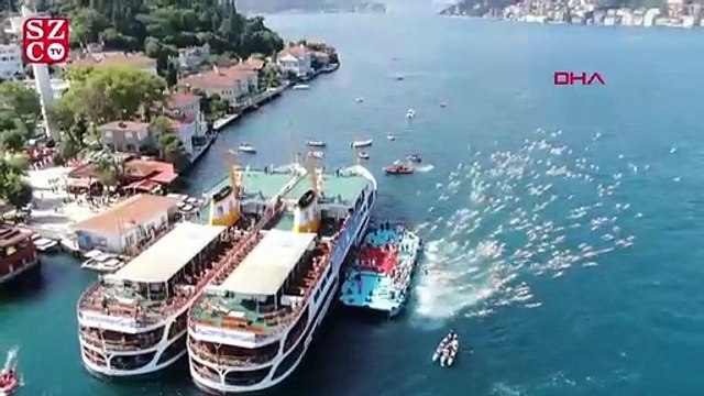 31'inci Boğaziçi Kıtalararası yüzme yarışı havadan görüntülendi