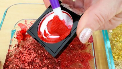 Red vs Gold - Mixing Makeup Eyeshadow Into Slime Special Series 138 Satisfying Slime Video