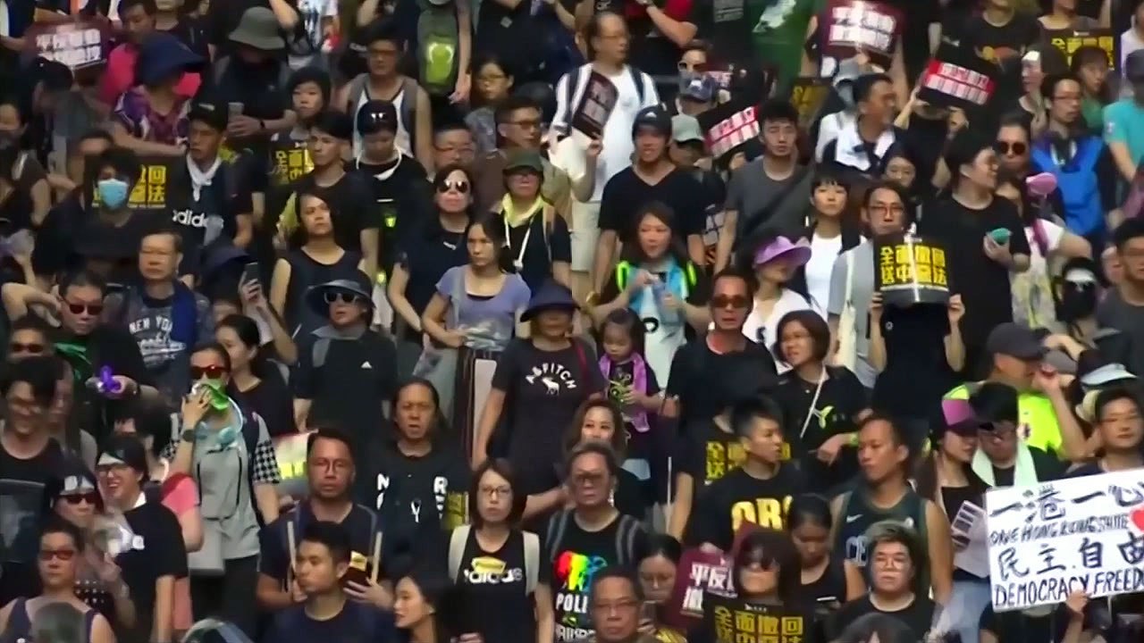 홍콩 4번째 대규모 도심 시위...반중정서 표출 / YTN